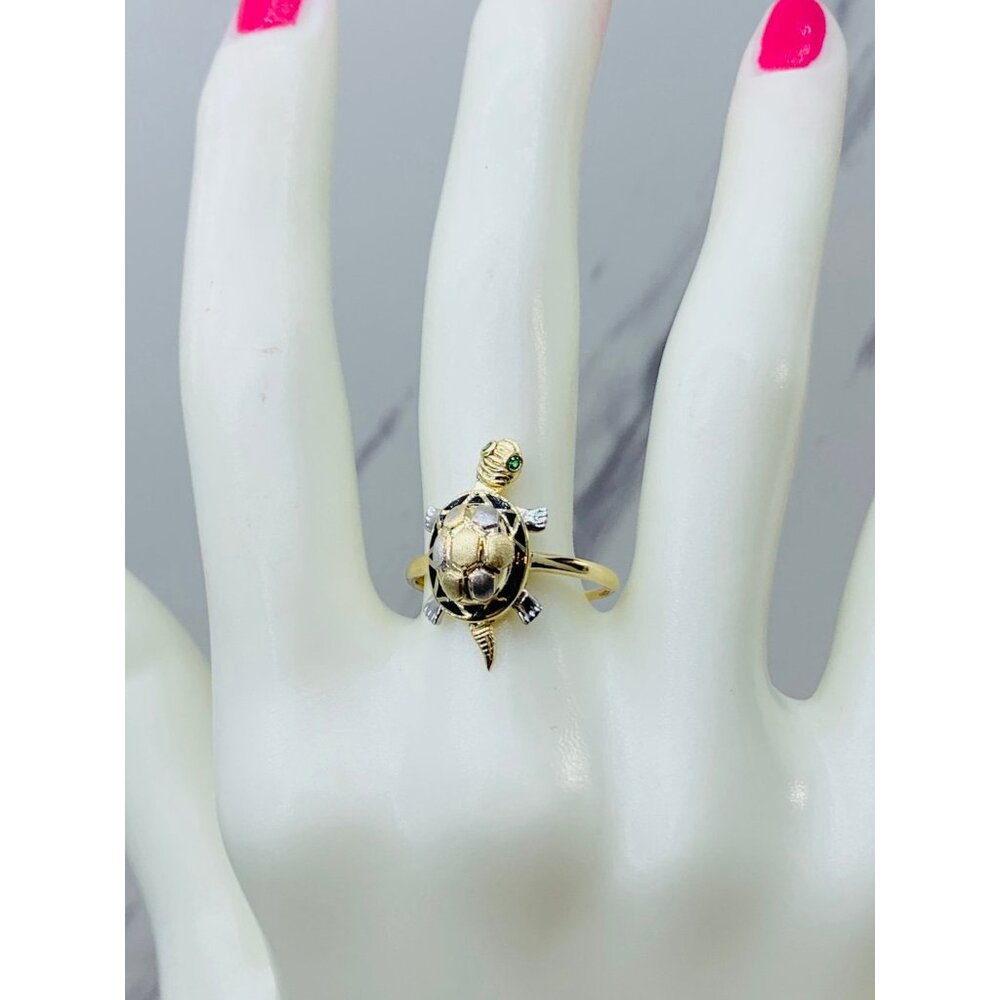 10k Solid Gold Ring Turtle Size 7.5 - image 6